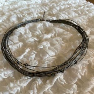 SILPADA leather necklace with real silver and hematite